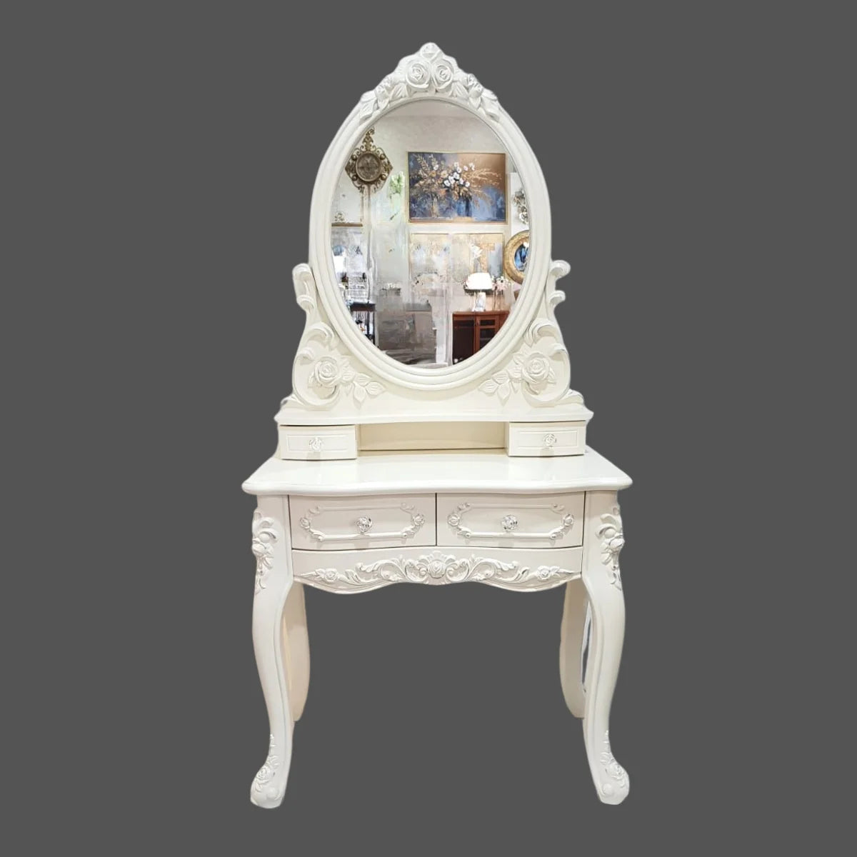 Tocador “LUMIA XL” con Banqueta, Doble Cajón Grande y Espejo