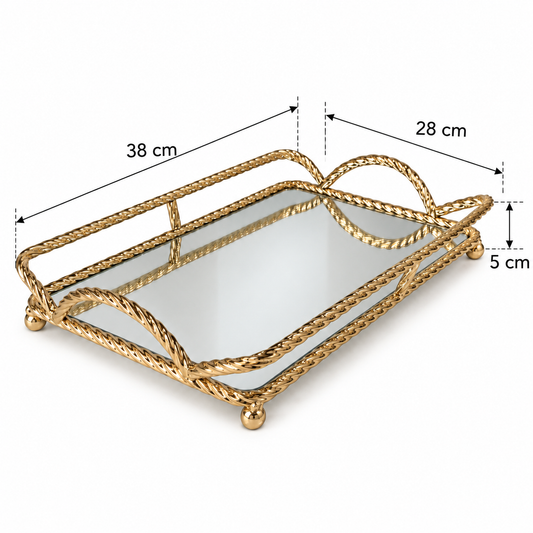 Bandeja Espejada Mirror Gold M – 38 cm