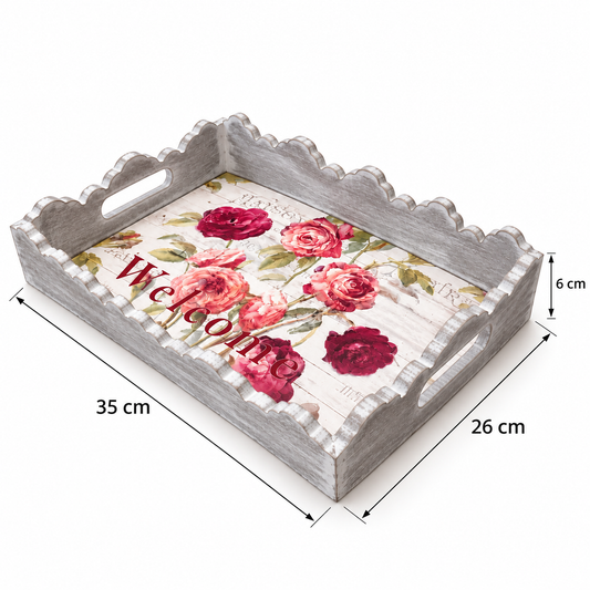 Bandeja Floral S - Gris - 35 cm