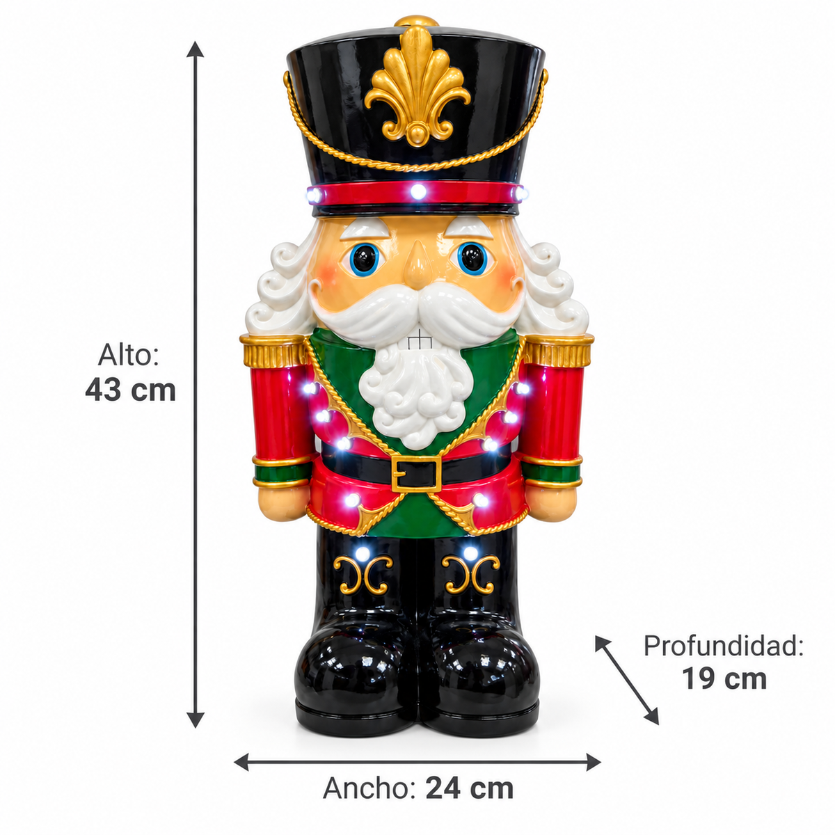 Muñeco Cascanueces Navideño con Luz y Música – 43 cm
