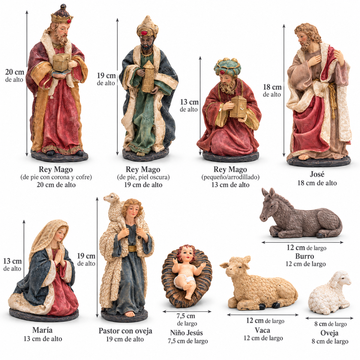 Pesebre Navideño XL de Poliresina – Set de 10 Figuras