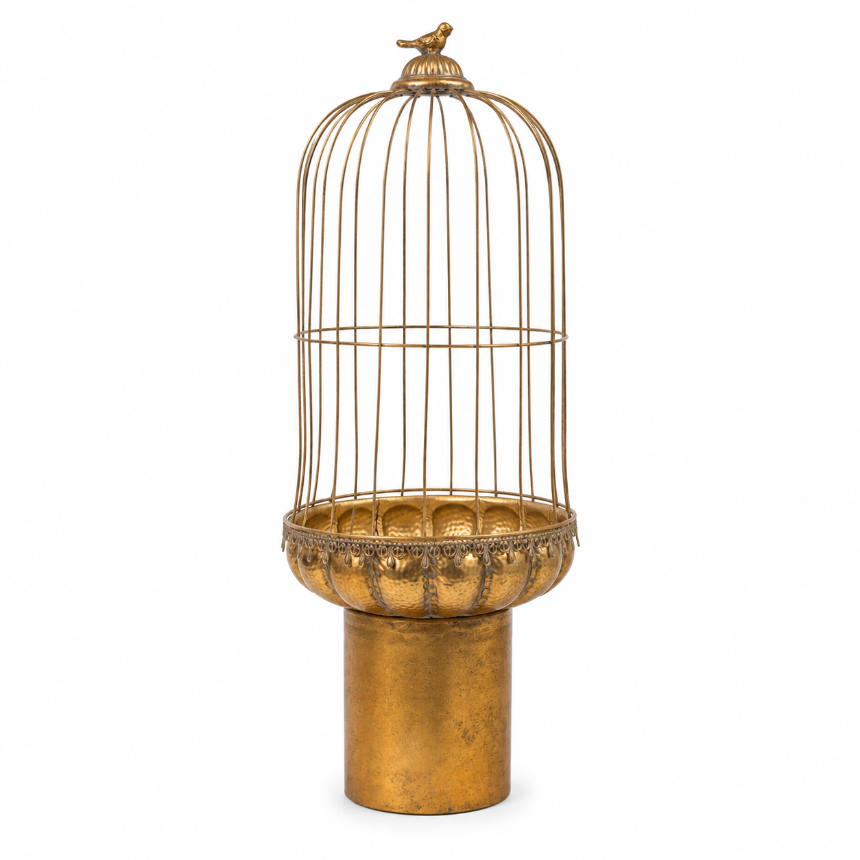 Candelabro Jaula Gold Decorativo con Pajarito – 74 cm