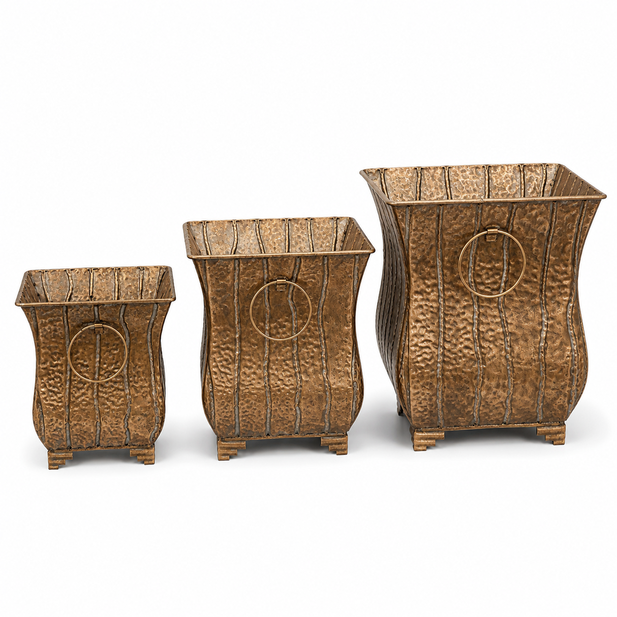Set de 3 Macetas Metálicas Cobre