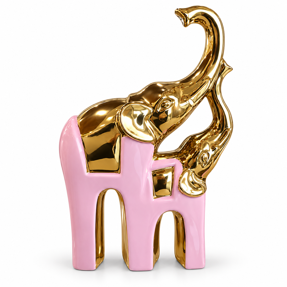 Figura Decorativa Elefantes Rosado