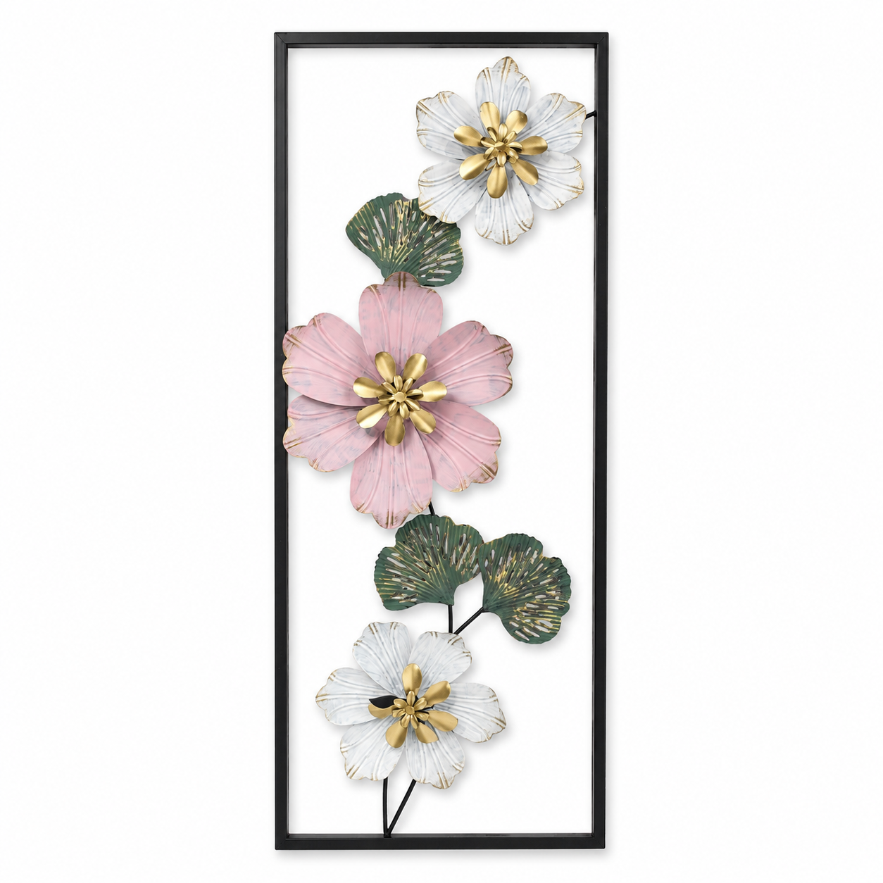 Cuadro Decorativo Metal Flor y Mariposa - 70 cm