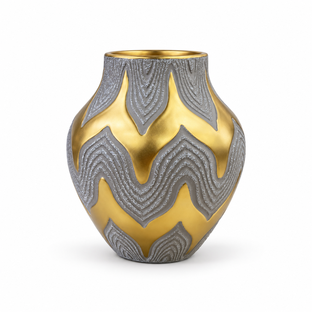 Florero Decorativo Dorado y Gris - 20 cm