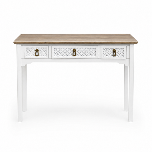 Arrimo Blanco 3 Cajones - Madera - Estilo Rústico - 110X40X80 cm