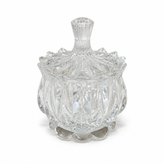 Joyero de Cristal Tallado con Tapa Decorativa