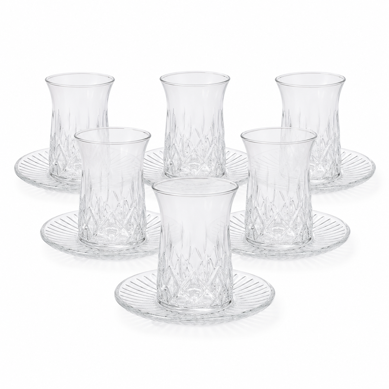 Juego de 6 Tazas de Vidrio Estilo Turco