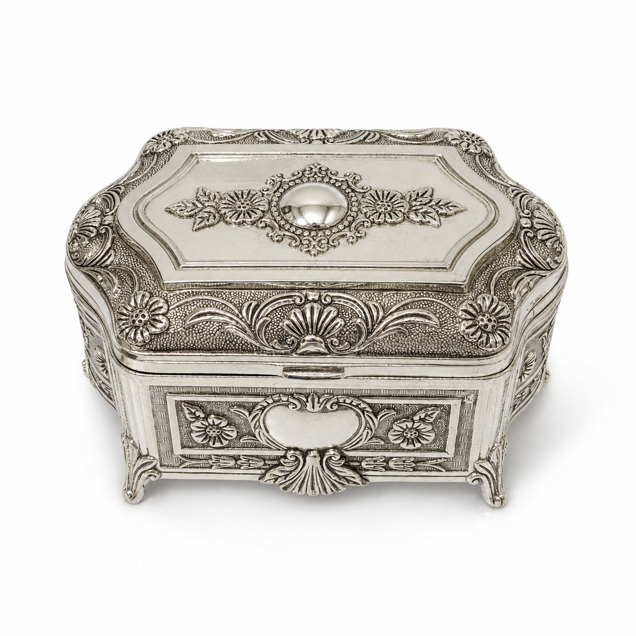 Joyero Hexagonal Plaqué Estilo Vintage - 16 cm