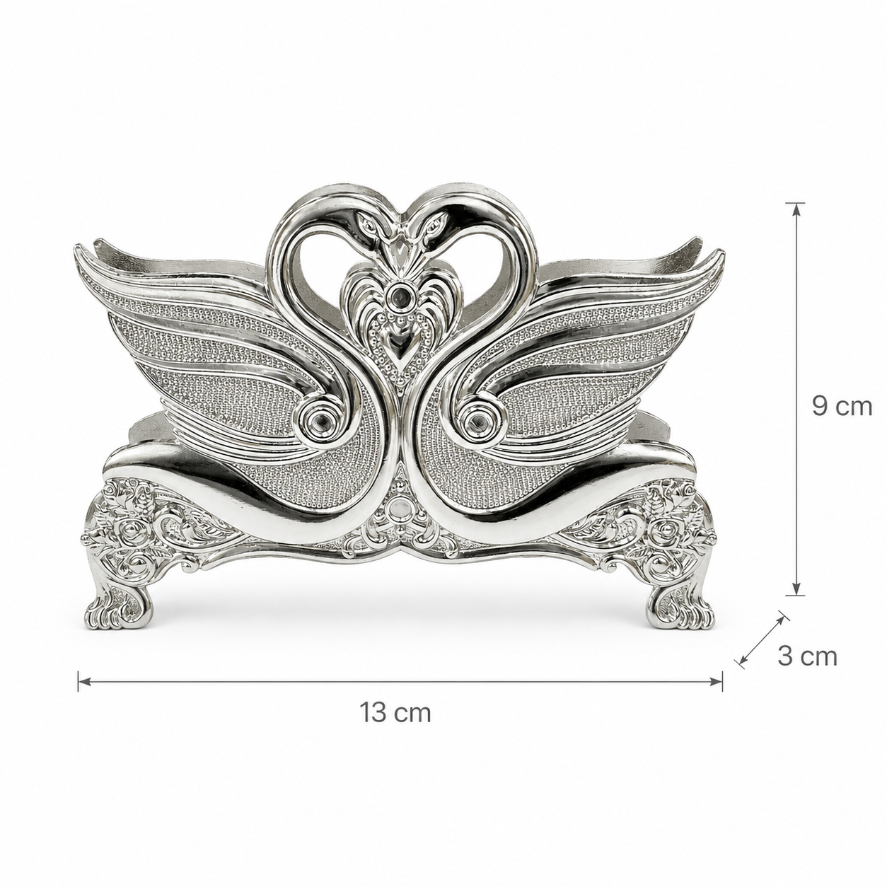 Servilletero de Plaqué con Diseño de Cisnes - 13 cm