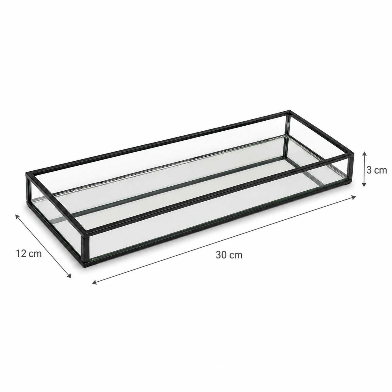 Bandeja Rectangular Negra Espejada - 30 cm