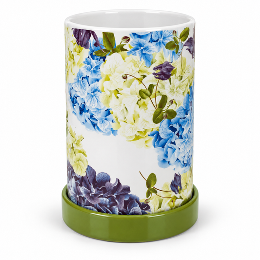 Porta Utensilios Floral de Cerámica - 17,5 cm