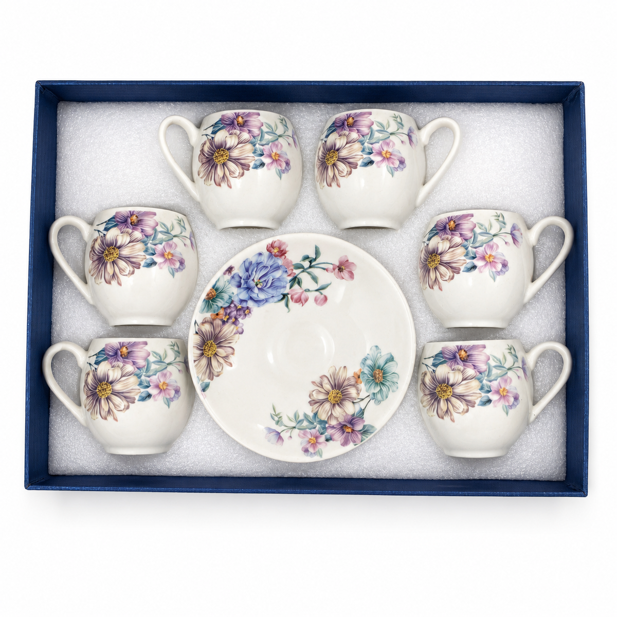 Juego de 6 Tazas con Platillo Flowers – Porcelana