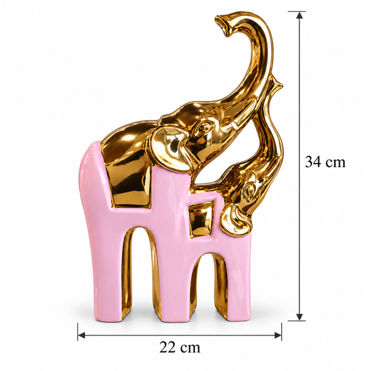 Figura Decorativa Elefantes Rosado