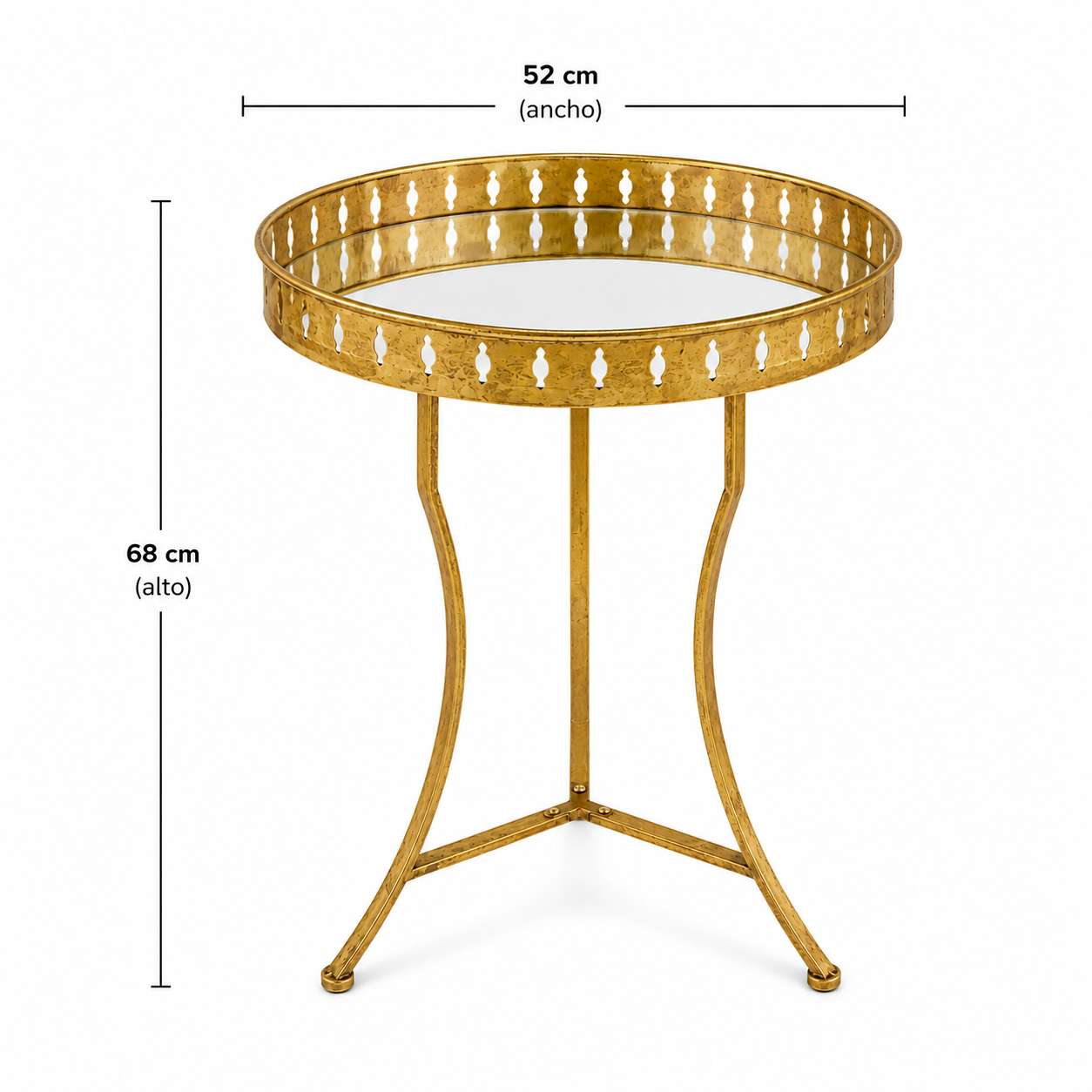 Mesa Metal Gold con Espejo - 68 cm