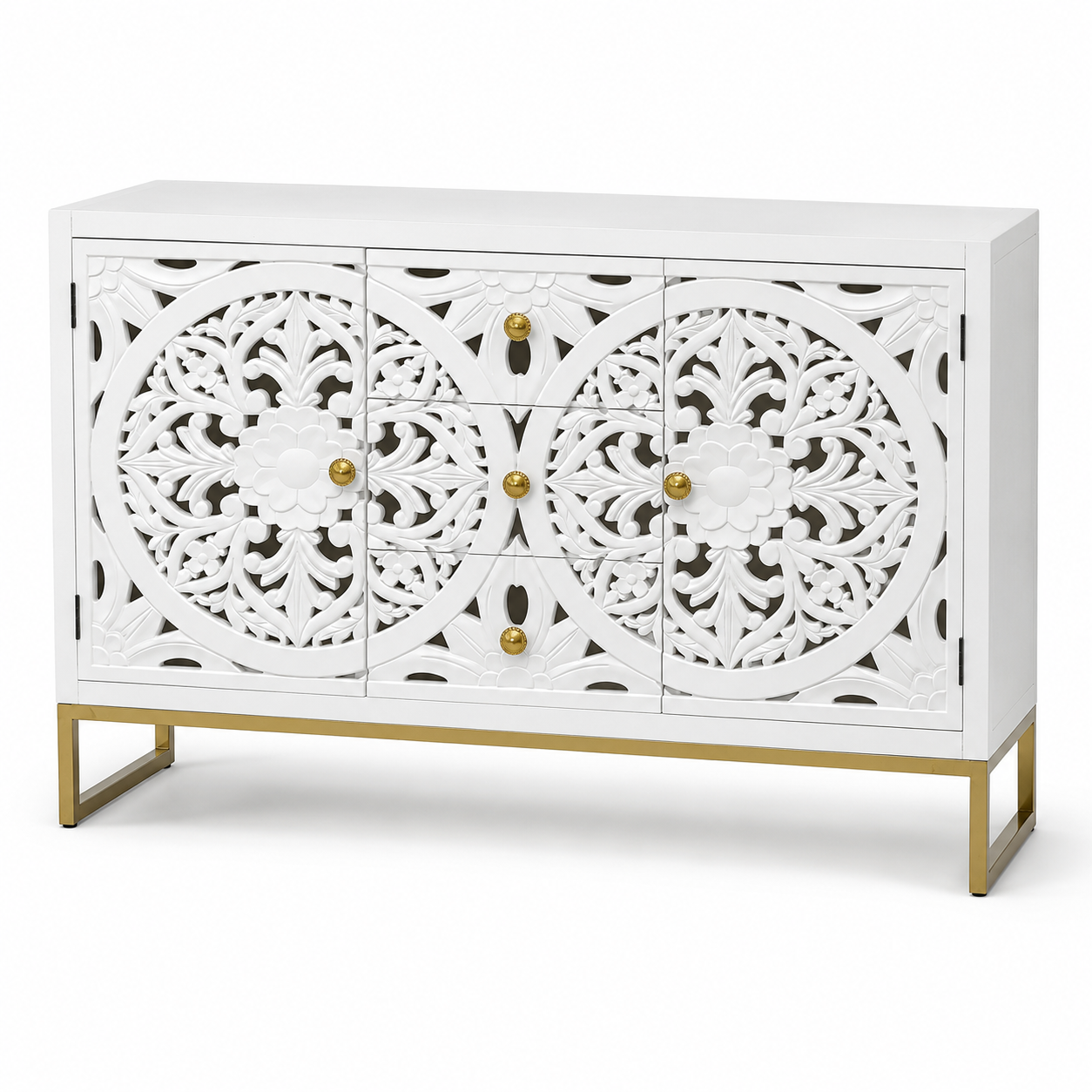 Mueble Mandala Blanco – Estilo bohemio moderno - Frontales tallados
