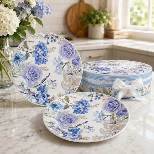 Set de 2 Platos de Pan con Diseño Floral - 19 cm