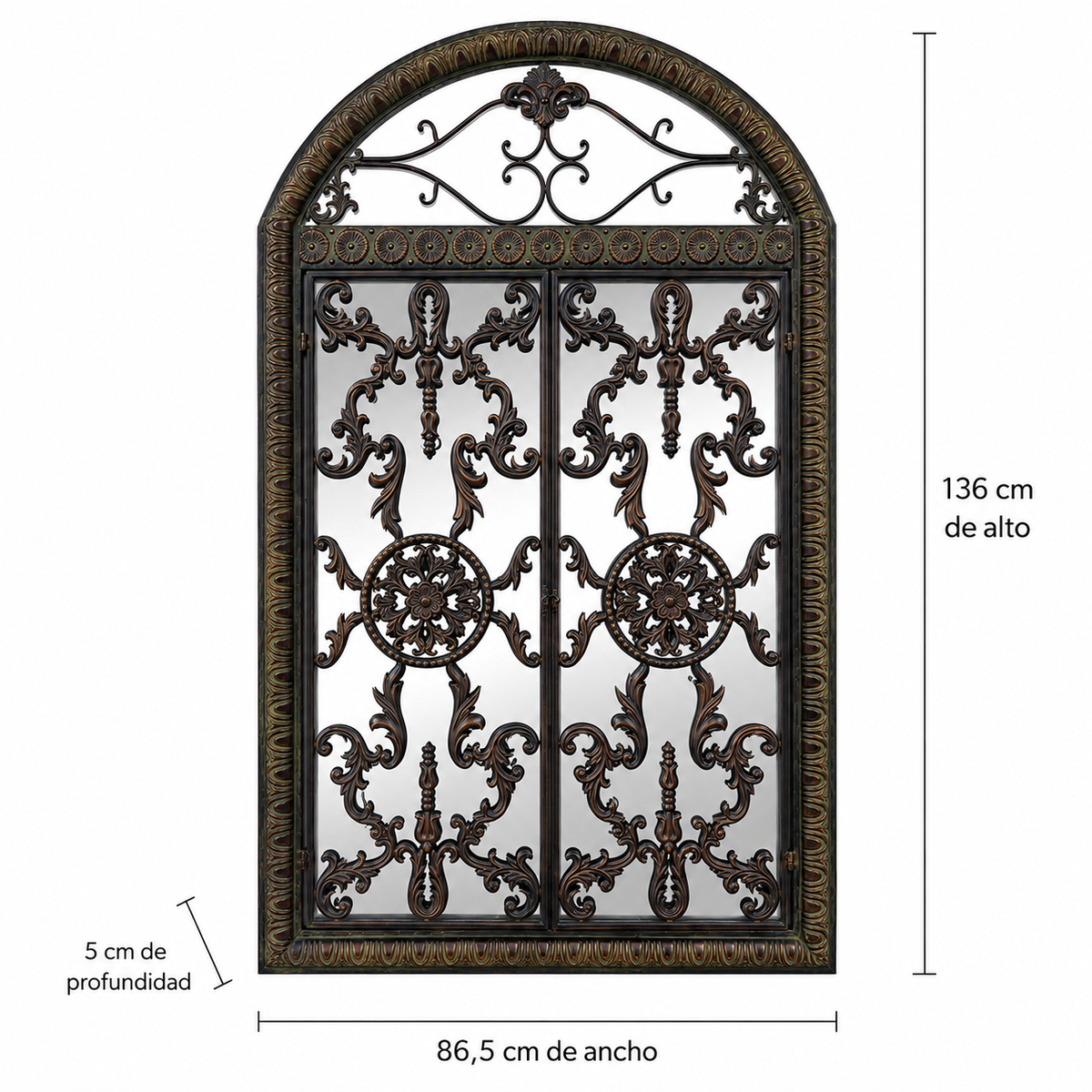 Espejo Reja - Estilo Clásico - Metalico - 86,5x5x136 cm