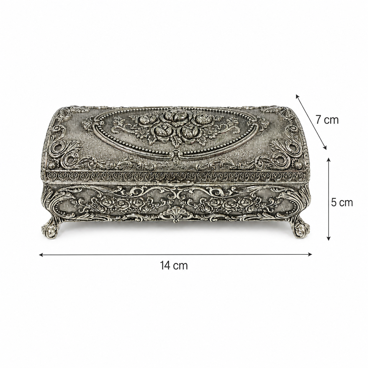 Joyero Rectangular Plaqué - Diseño Vintage - 14 cm