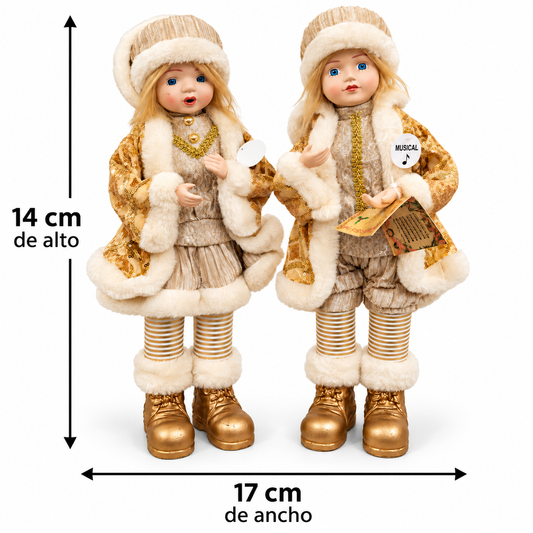 Juego de Niños Cantores Musicales Dorados – 14 cm