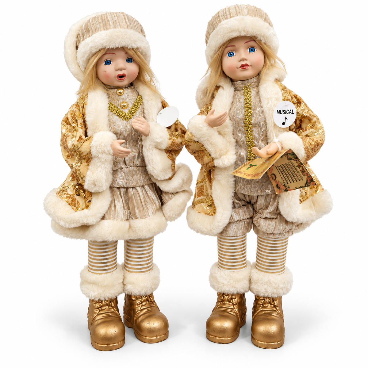 Juego de Niños Cantores Musicales Dorados – 14 cm