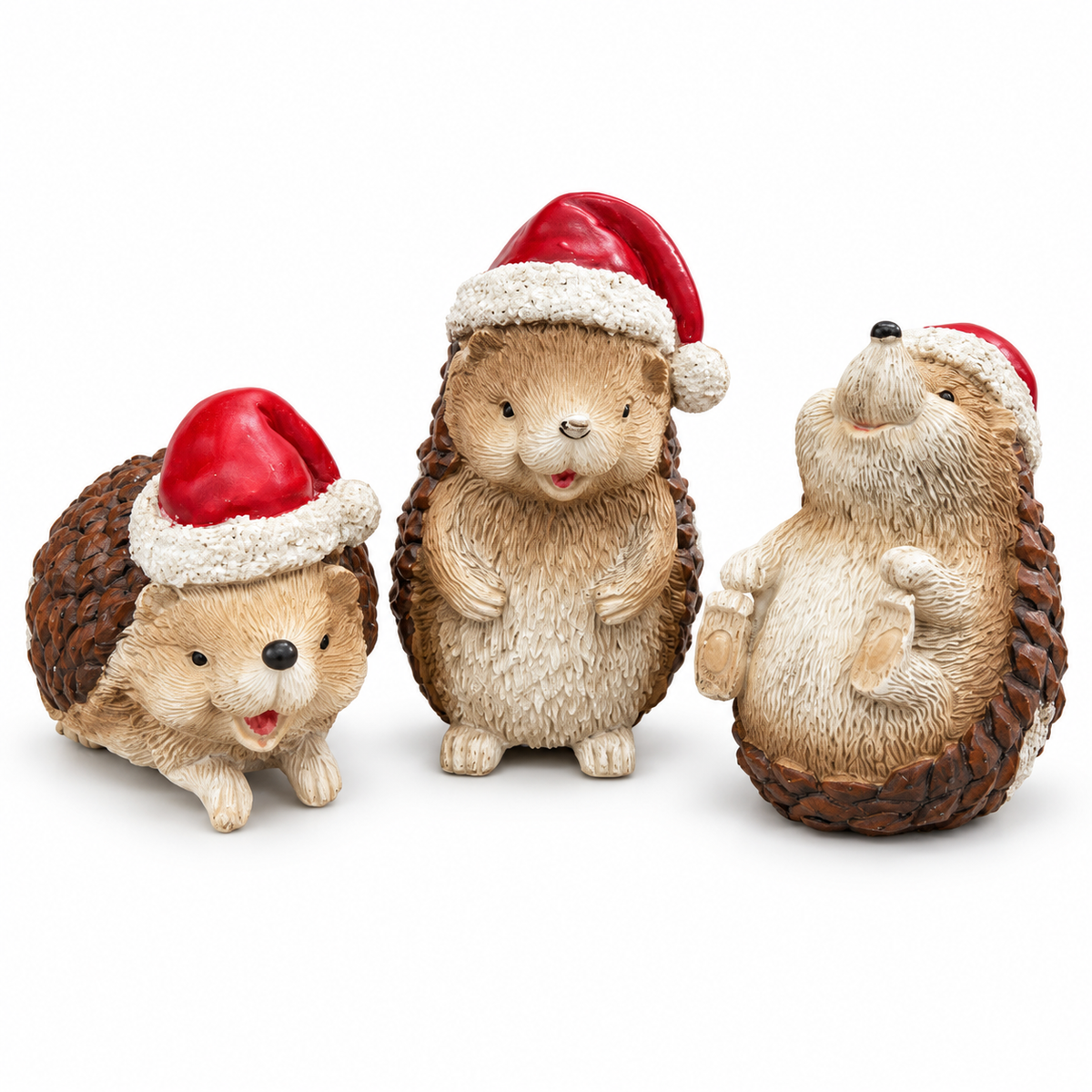 Erizos Navideños Decorativos – Figuras de Poliresina