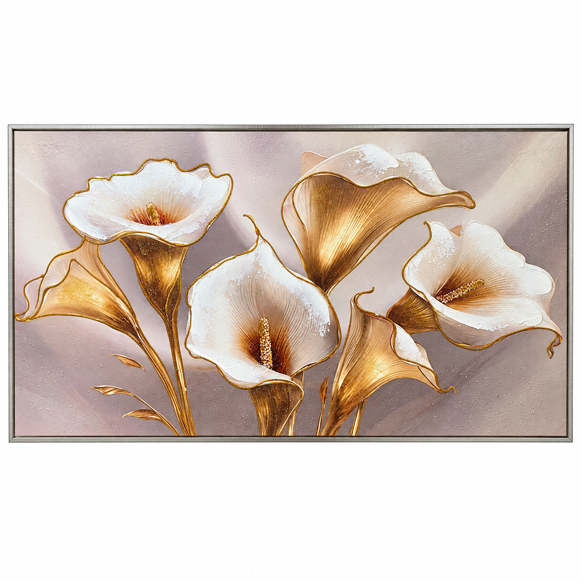 Cuadro Calas Doradas – Impresión con Trazos de Óleo - 120 x 60 cm