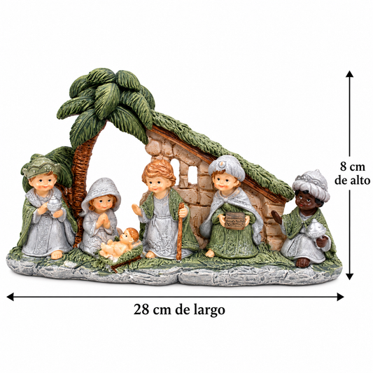 Pesebre Navideño Sagrada Familia con Reyes Magos - 28 cm