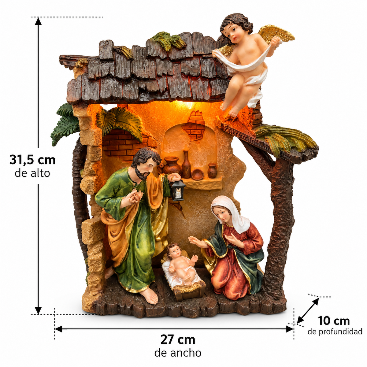 Pesebre Decorativo con Luz – 31,5 cm