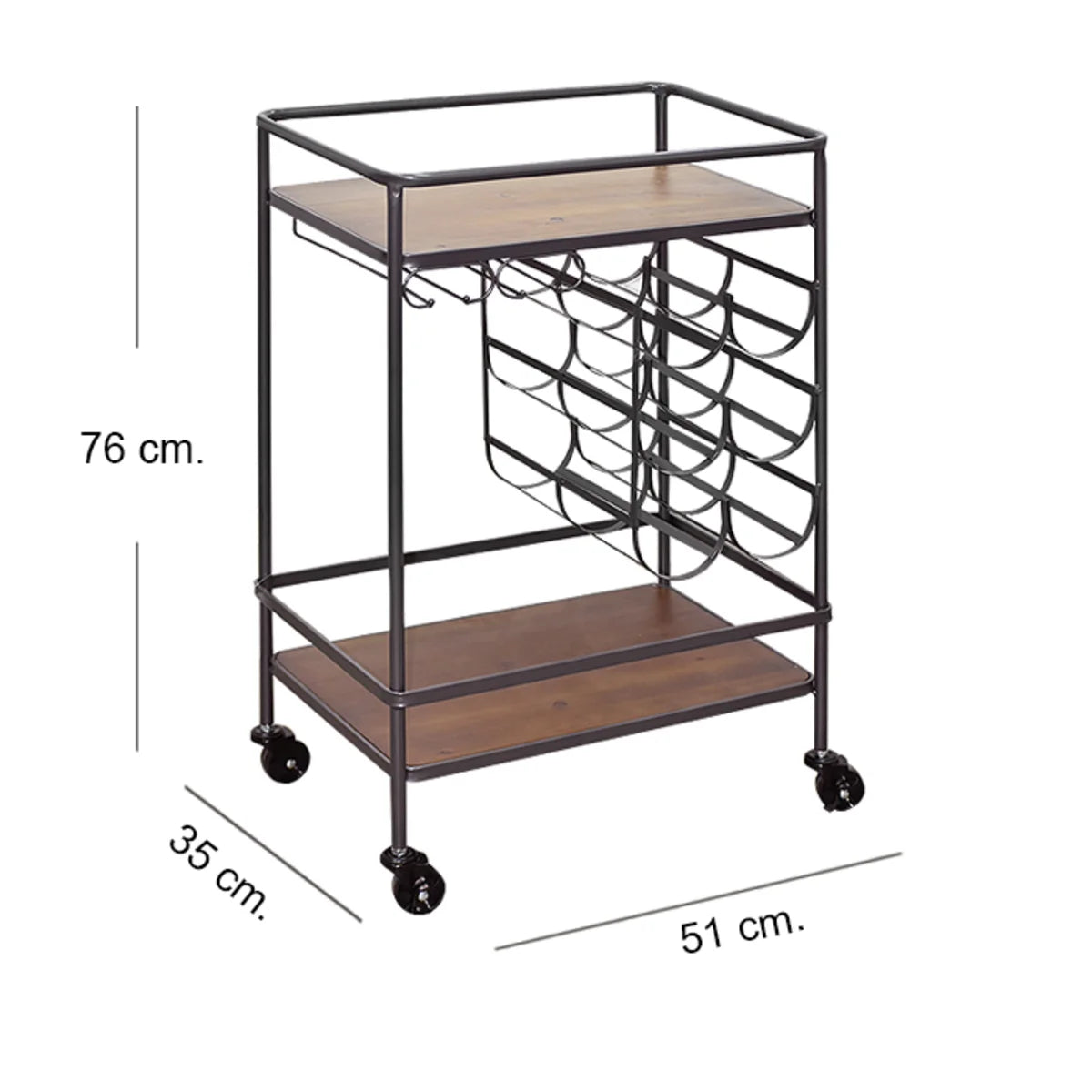 Carro Bar de Madera con Ruedas - Rat