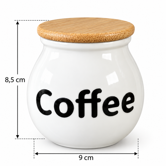 Frasco de Cerámica Coffee - Tapa de Bambú – 8,5 cm