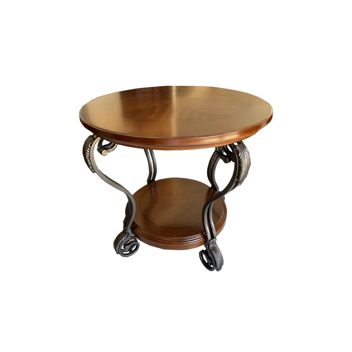 Mesa Lateral Redonda de Roble y Metal - COLTT