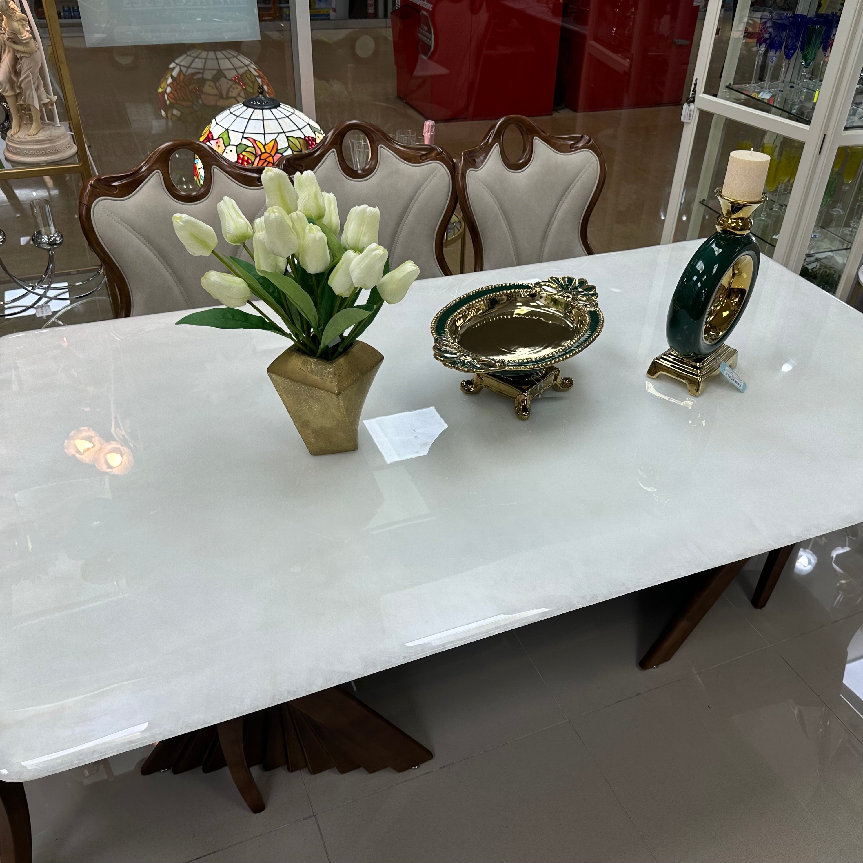 COMEDOR DE JADE BLANCO Y ROBLE LUGANO - 6 SILLAS