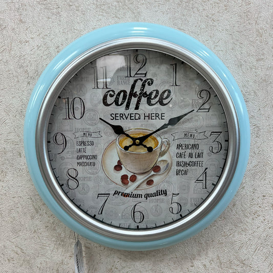 Reloj de Pared Metálico "Coffee" - Estilo Vintage Celeste