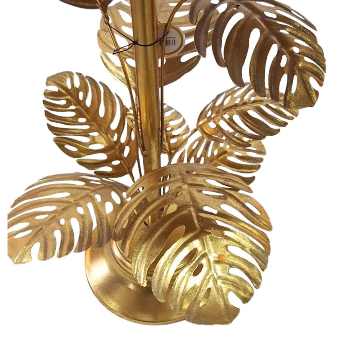 Mesa Lateral Redonda Dorada con Hojas Metálicas y Cubierta de Espejo