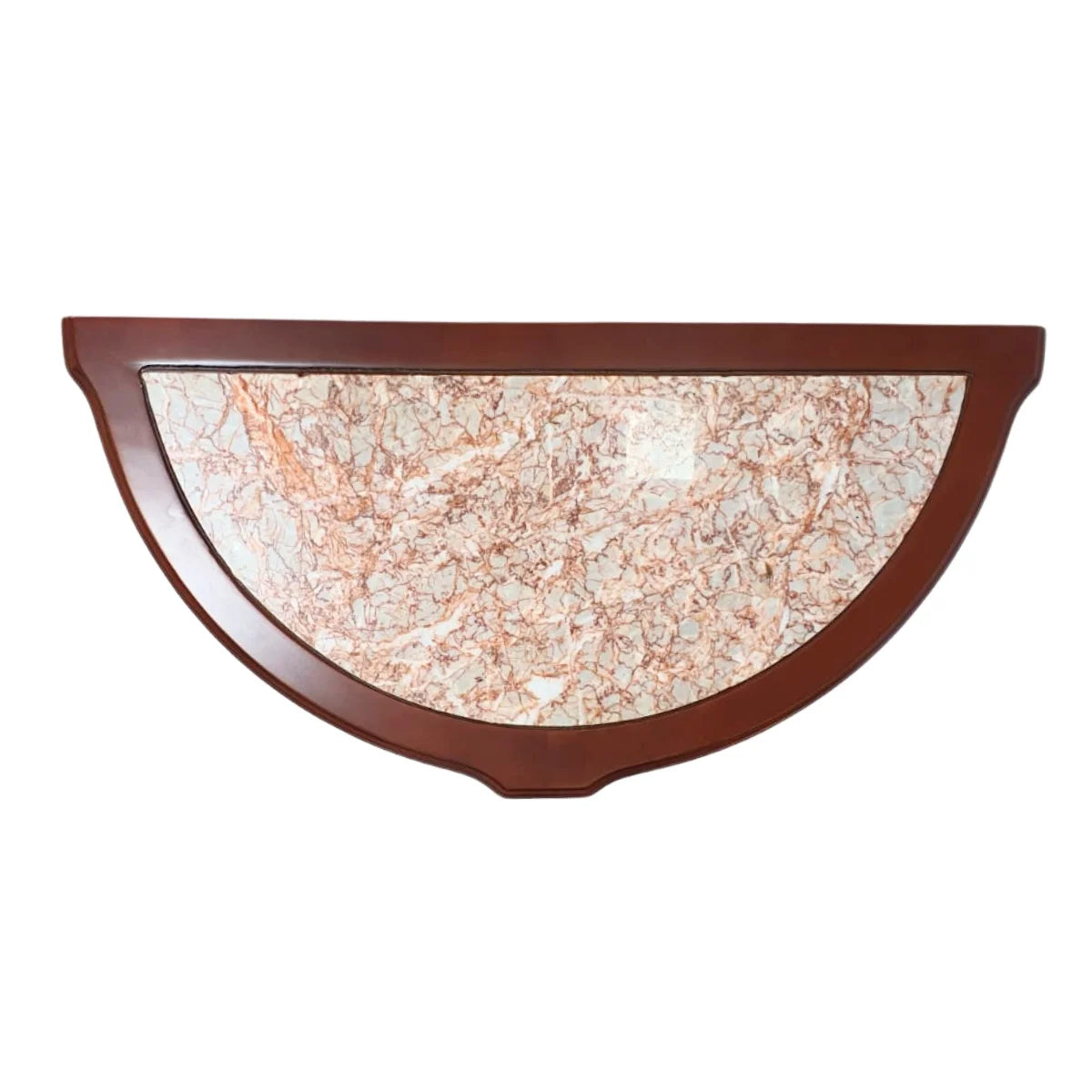 Arrimo de Madera Tallada con Mármol Embutido – Tres Patas y Doble Repisa