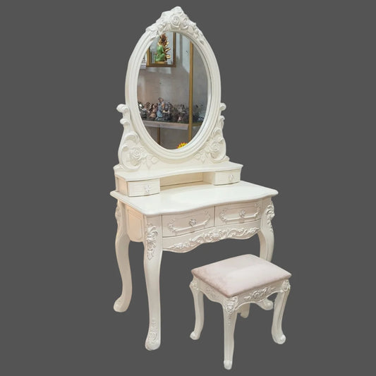 Tocador “LUMIA XL” con Banqueta, Doble Cajón Grande y Espejo