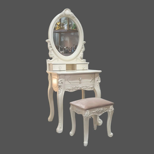 Tocador “LUMIA” con Banqueta, Espejo y Cajonería