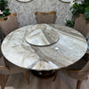COMEDOR REDONDO DE MARMOL Y ROBLE BASILEA - 6 SILLAS