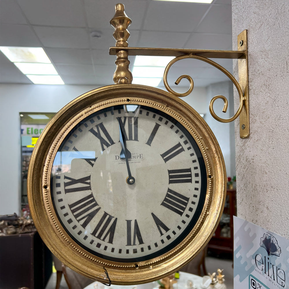 Reloj de Pared Metálico de Doble Cara - Estilo Clásico