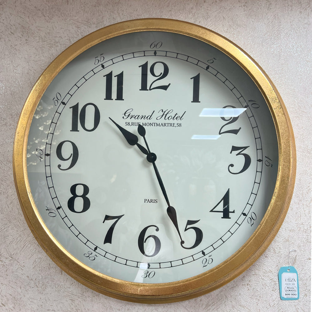 Reloj de Pared Metálico "Grand Hotel" - Dorado