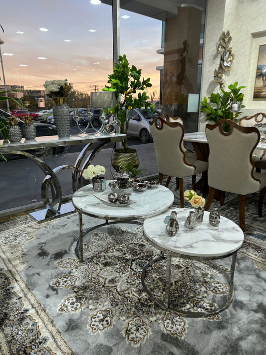 MESA NIDO DE MÁRMOL Y METAL.