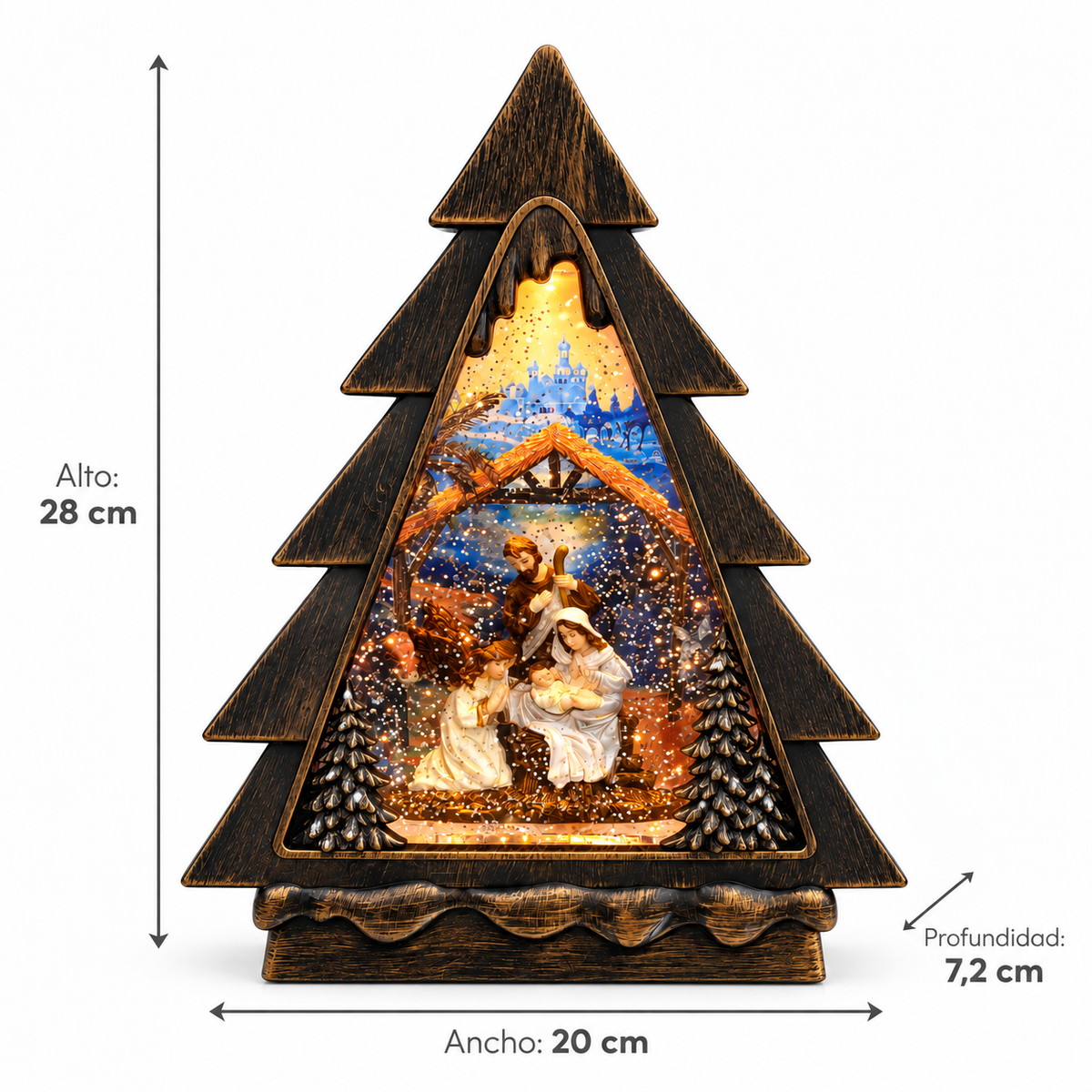 Árbol Navideño Sagrada Familia - Luz- Música – 28 cm