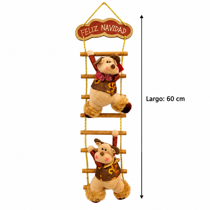 Escalera Navideña Decorativa con Renos y Letrero Feliz Navidad – 60 cm