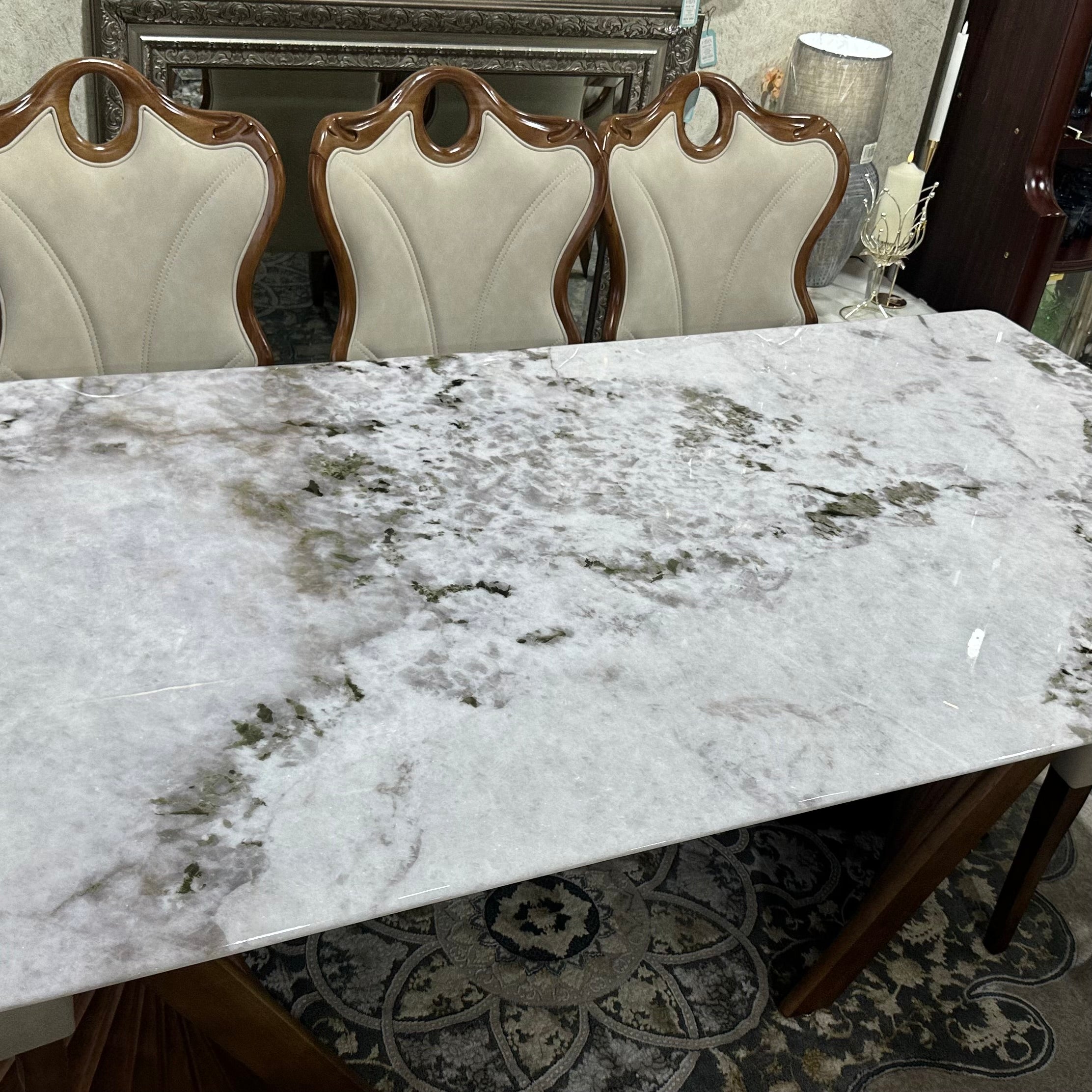 COMEDOR DE PIEDRA DE CUARZO Y ROBLE GLACIAR - 6 SILLAS