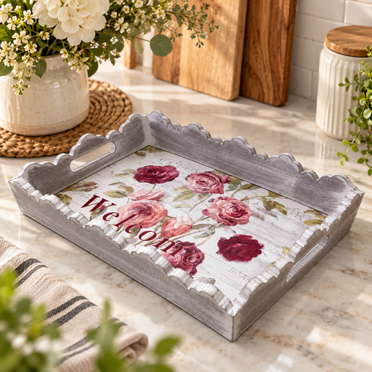 Bandeja Floral S - Gris - 35 cm