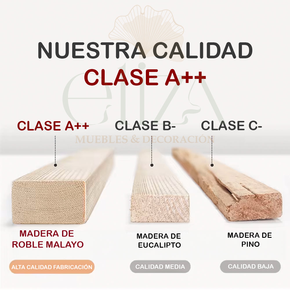COMEDOR REDONDO DE JADE BLANCO Y ROBLE - 6 SILLAS