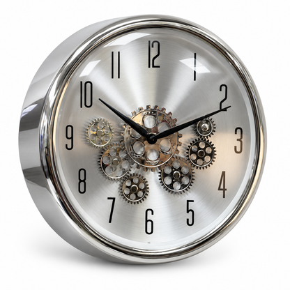 Reloj Engranaje Brillante Plateado - 35 cm