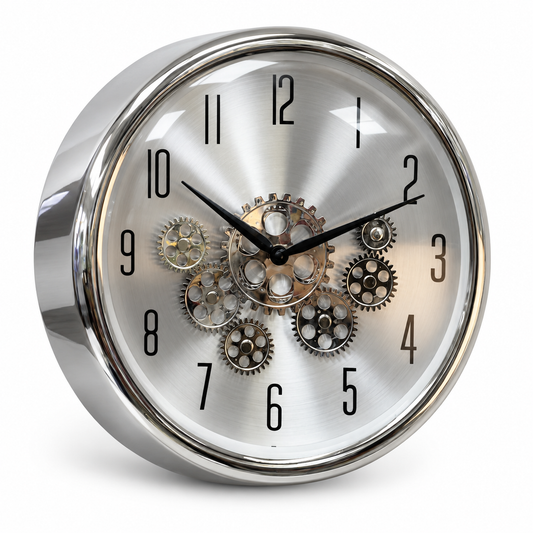 Reloj Engranaje Brillante Plateado - 35 cm